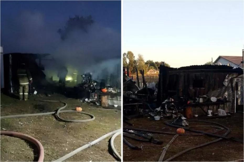 13 сентября в селе Малая Малышевка вспыхнули постройки во дворе
