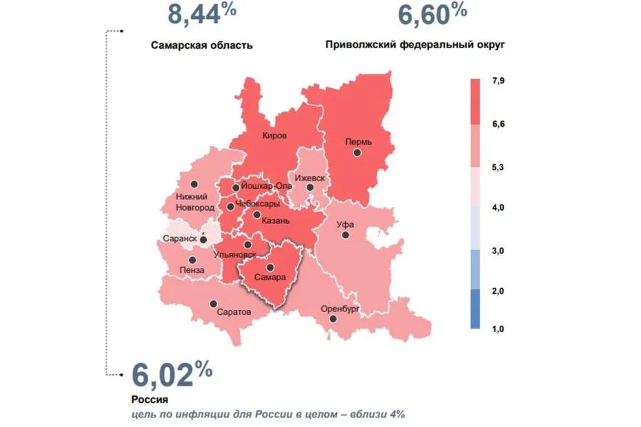 В Самарской области в июне 2026 года инфляция ускорилась до 8,44 %