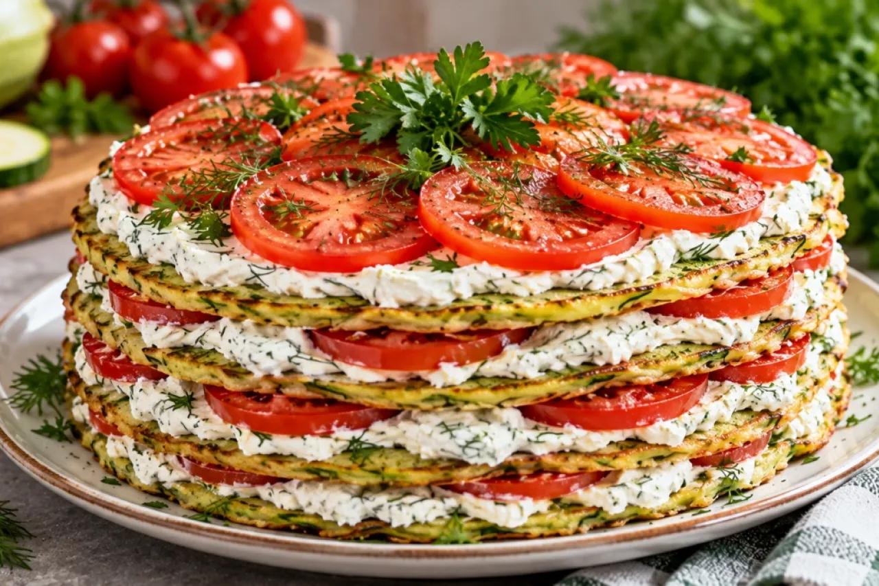 Кабачки да сливочный сыр: делаю закусочный торт - воздушный крем, спелые помидоры и никакой духовки