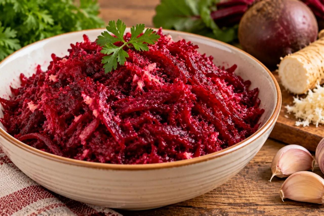 У всех свёкла обычная, а здесь - с хреном: пикантную закуску к мясу готовлю банками на зиму