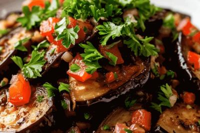 Баклажаны пеку кубиками, а чеснок мешаю с майонезом: очень вкусный и простой салат