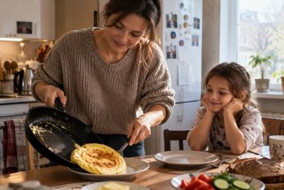 Омлет любит не молоко и не сливки, а этот продукт: на завтрак подаю пышный и румяный - в тарелке не оседает