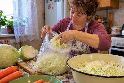 Капусту больше не квашу в банках - беру обычный пакет: через 2 дня хрустит так, что за уши не оттащишь