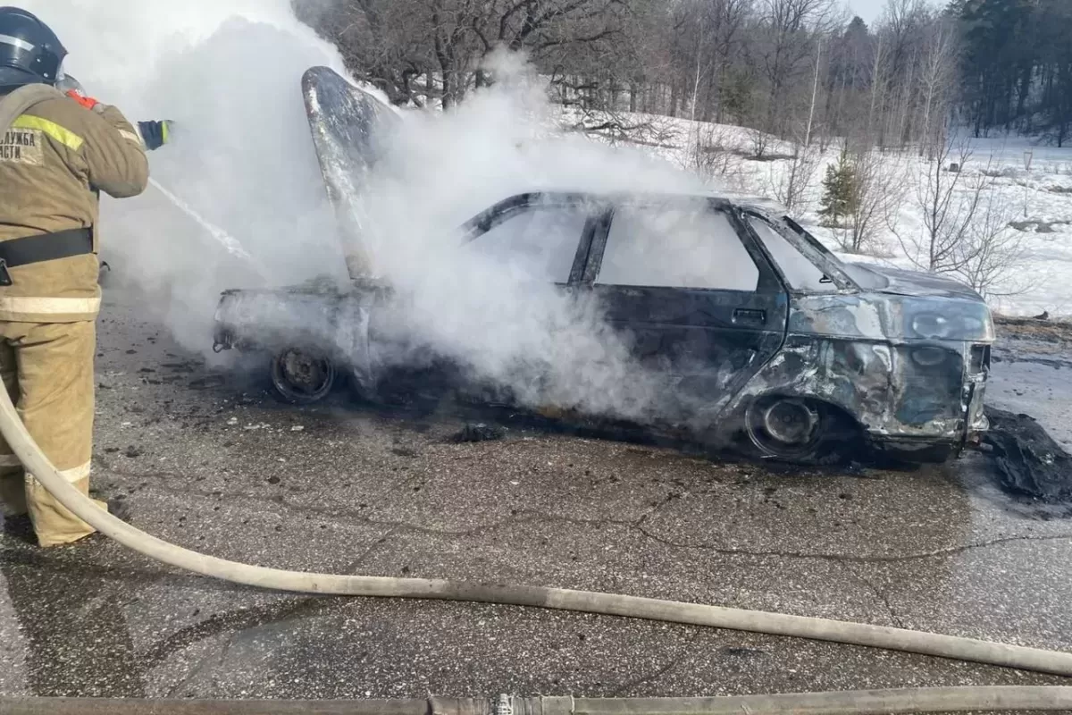 Под Сызранью при странных обстоятельствах дотла сгорел автомобиль