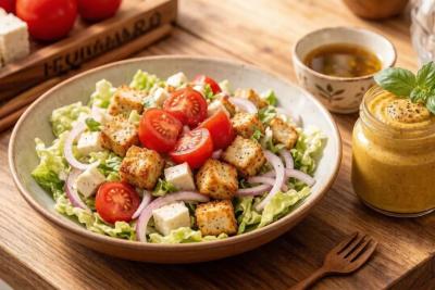 Готовим салат с хрустящим тофу и помидорами: акцент на яркий и сочный вкус