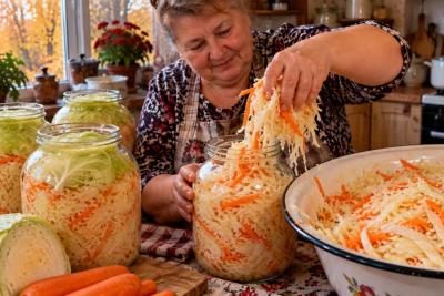 Моя квашеная капуста хрустит, как свежая: укрываю целым листом и держу под рассолом - забытая хитрость деревенских хозяек